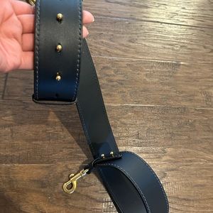 DIOR adjustable navy leather strap with brass details